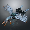 Futuristic Mechanical Eagle Character With Metallic Wings Blue Glowing Elements And Orange Talons