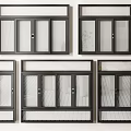 Various Modern Casement Windows With Sleek Black Frames And Tempered Glass Panels 3d model