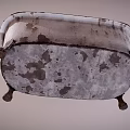 Isolated Vintage Bathtub With Peeling White Paint Brass Feet Old Faucet