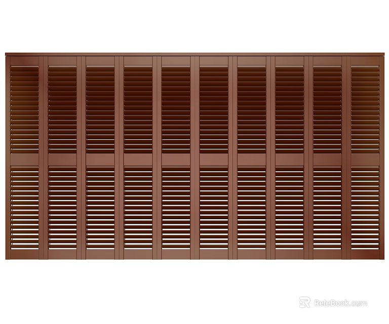 Brown Louvered Folding Door For Home Interiors 3d model 