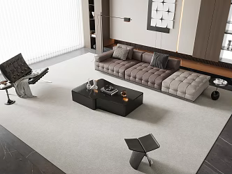 Modern minimalist living room sofa coffee table combination sofa background wall 3d model