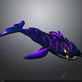 Fantasy Shark Character With Glowing Blue Purple Skin Yellow Eyes And Sharp Teeth