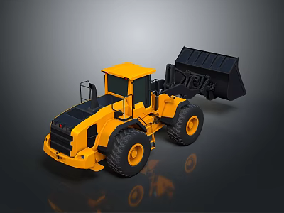 Yellow Wheel Loader With Modern Design And Bucket 3d model