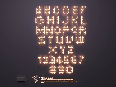 Neon Lighting Combination With Letter And Number Shaped Decorative Lamps For Creative Interior 3d model