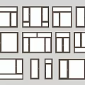 Various Modern Window Designs With Sky And Mountain Background Views 3d model