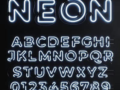 Bright And Colorful Neon Decorative Lights With Letters And Numbers For Illumination 3d model