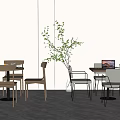 Modern Table and Chair Combination Leisure Table and Chair Wooden Round Table and Chair Coffee Shop Table and Chair Negotiation Table and Chair 3d model