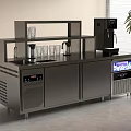 Modern Commercial Kitchen Counter With Coffee Machine Digital Display And Storage 3d model