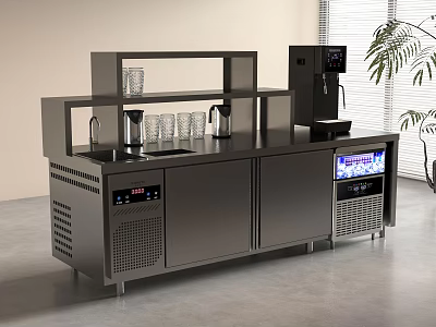 Modern Commercial Kitchen Counter With Coffee Machine Digital Display And Storage 3d model