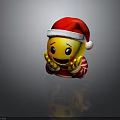 Yellow Smiling Emoji Wearing Santa Hat And Red White Striped Clothes With Hands On Cheeks