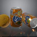 Fanta Orange Soda Cans With Fresh Orange Fruit On Black Surface