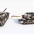 Two Detailed 3D Rendered Military Tanks Camouflage Painted With Turrets Cannons And Tracks