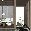 Serene Courtyard Garden With Zen Rock Features And Lush Greenery