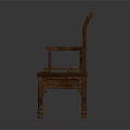 Traditional Wooden Leisure Chair with Carved Patterns on Backrest and Armrests