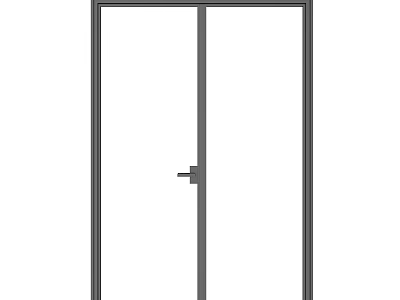 Contemporary Glass Double Doors With Sleek Metal Frame And Handle Design 3d model