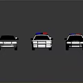 Three Police Cars With Emergency Lights Including White And Gray Vehicles