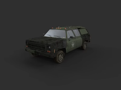 Military Weapon Transport Vehicle With Green Camouflage And Star Emblem 3d model