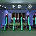 Modern Indoor Archery Range with Multiple Targets and Fitness Training Equipment
