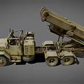 Old Worn Sandy Beige Military Truck With Multi Wheel Launcher System