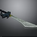 Intricate Fantasy Sword With Blue Decorative Handle And Shiny Silver Blade