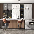 Modern Bar Chair Combination Bar Counter 3d model