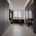 Elegant Modern Walk-in Closet Interior With Glass Door Cabinets And Soft Lighting Design