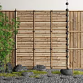 Bamboo Fence Partition Bamboo Weaves Fence Bamboo Ting Step Rain Guide Chain 3d model