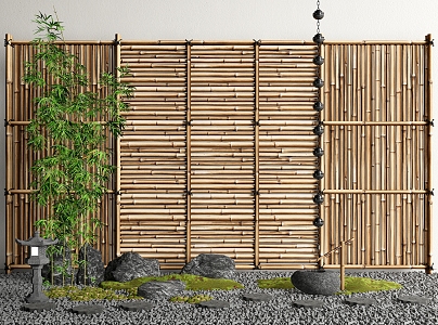 Bamboo Fence Partition Bamboo Weaves Fence Bamboo Ting Step Rain Guide Chain 3d model