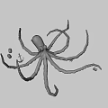 Pink Octopus Game Character With Yellow Eyes Green Edge Tentacles And Gears Anchor