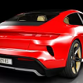 Red Sports Car With Sleek Design Black Roof Yellow Seats And Large Wheels