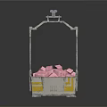 Industrial Metal Hanging Crate Frame With Pink Storage Blocks Inside