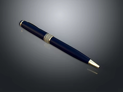 Sleek Navy Blue Pen With Gold Accents For Daily Writing As Essential Stationery 3d model