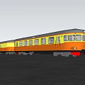 Yellow Passenger Train With Multiple Carriages Under Blue Sky And White Clouds 3d model