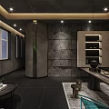 Modern Private Dining Room With Round Table Black Chairs Golden Pendant Light And Decorative Flowers