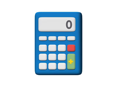 Blue Calculator With Display Showing Zero White Buttons And Function Keys 3d model