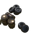 Oil drum tire scene component props 3d model