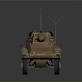 Detailed Brown Green Military Vehicle Model With Antenna Turret And Cannon
