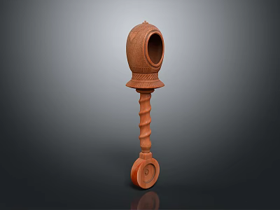 Wooden Decorative Furniture With Spiral Column Carved Details And Round Base 3d model