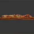 Freshly Baked Pizza with Tomato Ham Bell Peppers and Cheese on Orange Board