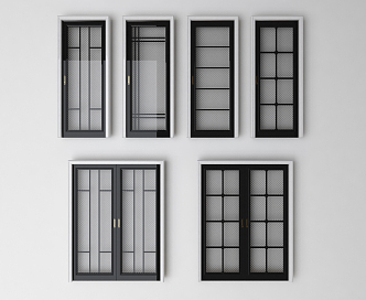 Modern double door single door glass door 3d model