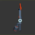 Futuristic Sci Fi Mechanical Weapon With Blue Energy Core And Red Cables