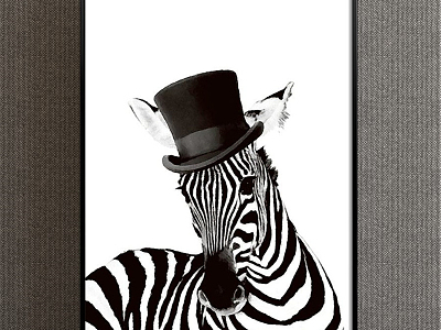 Modern animal painting gray study animal zebra decorative painting model