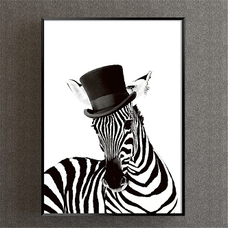 Modern animal painting gray study animal zebra decorative painting 3d model