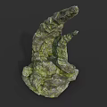 Moss Covered Natural Rock Formation With Arch Shaped Structure And Textured Surface 3d model