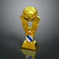Golden Trophy Shaped Furniture Decor With Soccer Ball Design And Badge