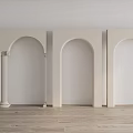 Classic Arches Design with Columns White Walls and Wooden Floor Interior