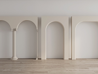 French Pass Indoor Circular Arc Pass Circular Arc Door Holes Without Door Sleeve Radian Pass Staff Door Holes with Arch Holes Carved Pillars 3d model