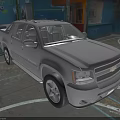 Silver Chevrolet Pickup Truck Parked In Urban Parking Lot With Graffiti Wall Background