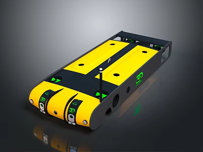 Yellow And Black Transport Robot With Green Indicator Lights On Platform 3d model