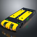 Yellow And Black Transport Robot With Green Indicator Lights On Platform